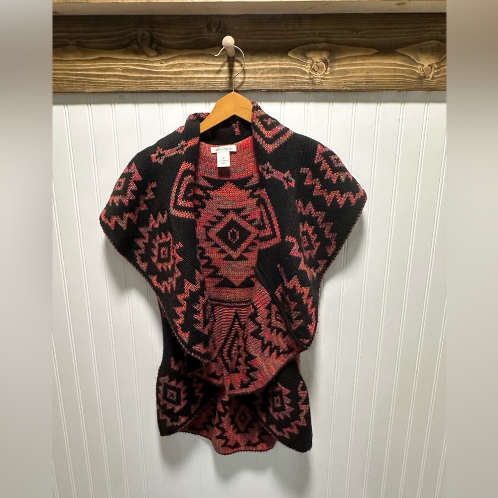 JohnPaulRichard Open Front Sleeveless Cardigan Vest Sz M Tribal Aztec